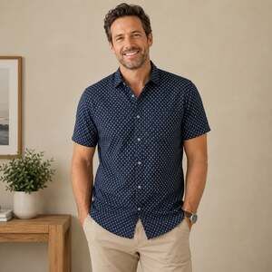 Chaps Everyday Performance Men's Geometric Micro-Print Short-Sleeve Z137JC